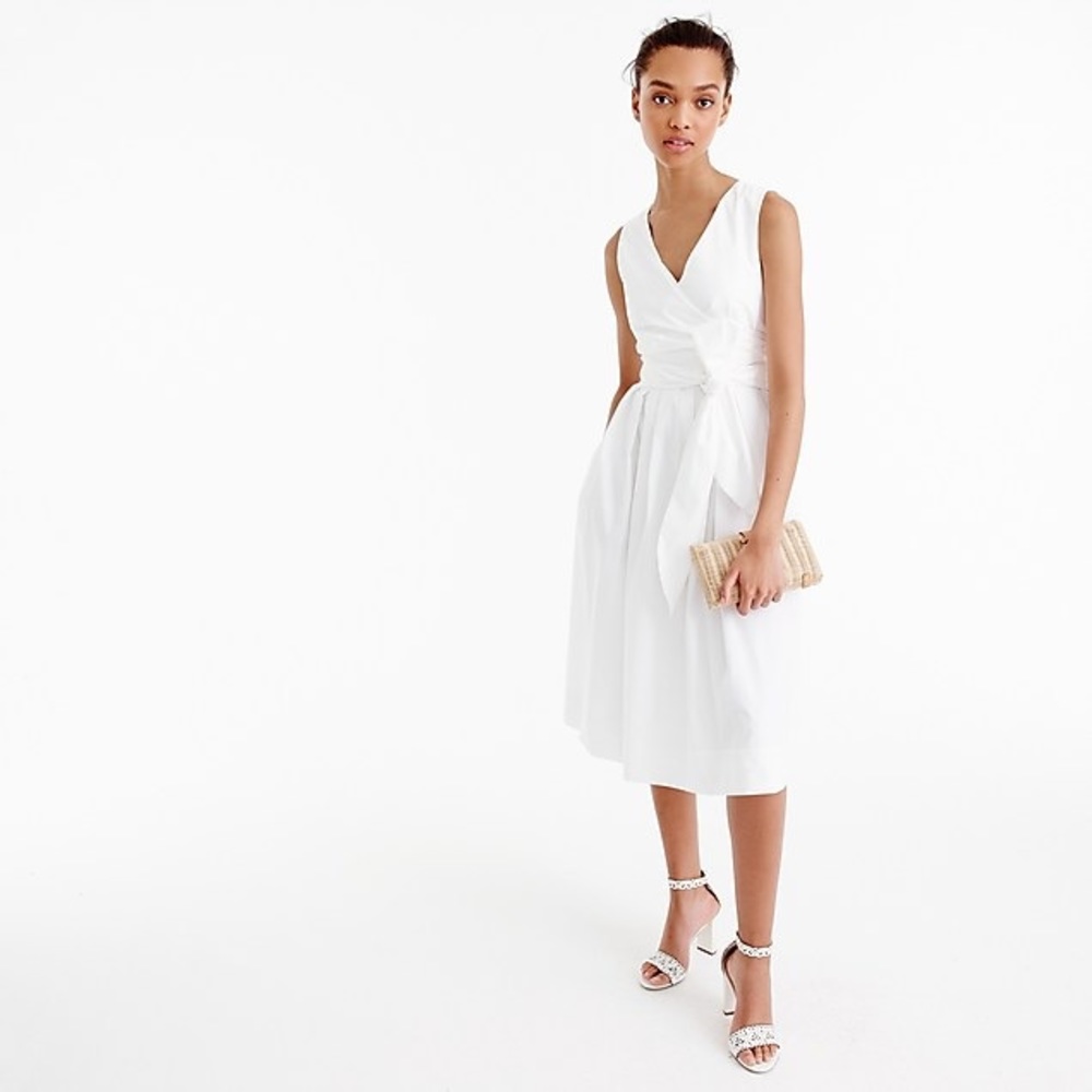 J.crew white wrap dress in cotton New with tag